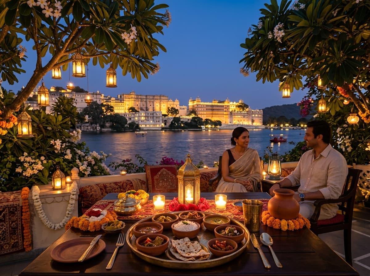 Candlelit lakeside dining at Baori