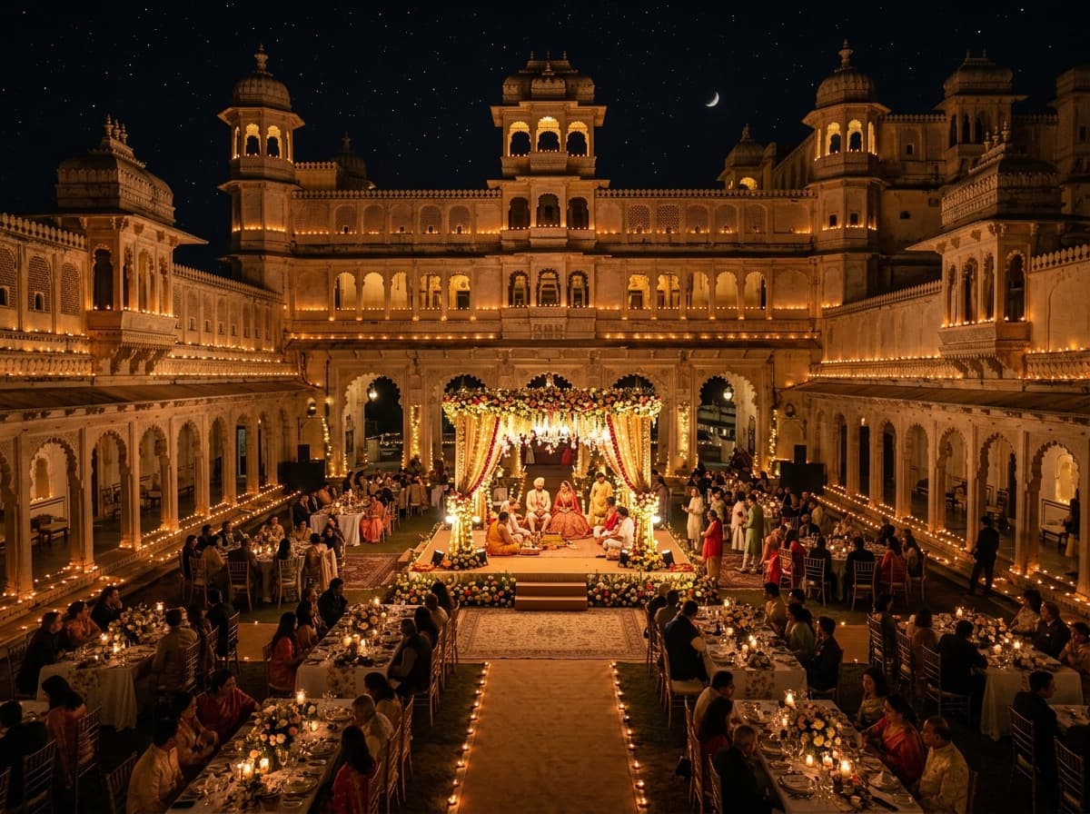 Palace wedding banquet at night